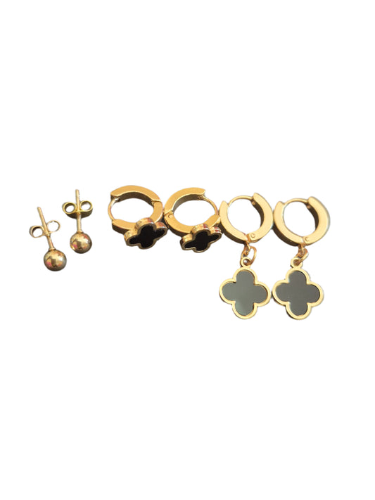 Stainless Steel Mixed Clover Charms Earrings set.