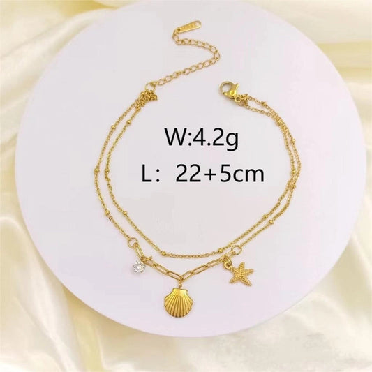 Classic Style Shell  18K Gold Plated anklet